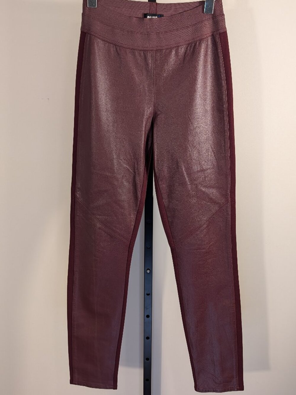 PAIGE Genuine Leather Front Ponte Pants | Burgundy | Moto | Size 4-6